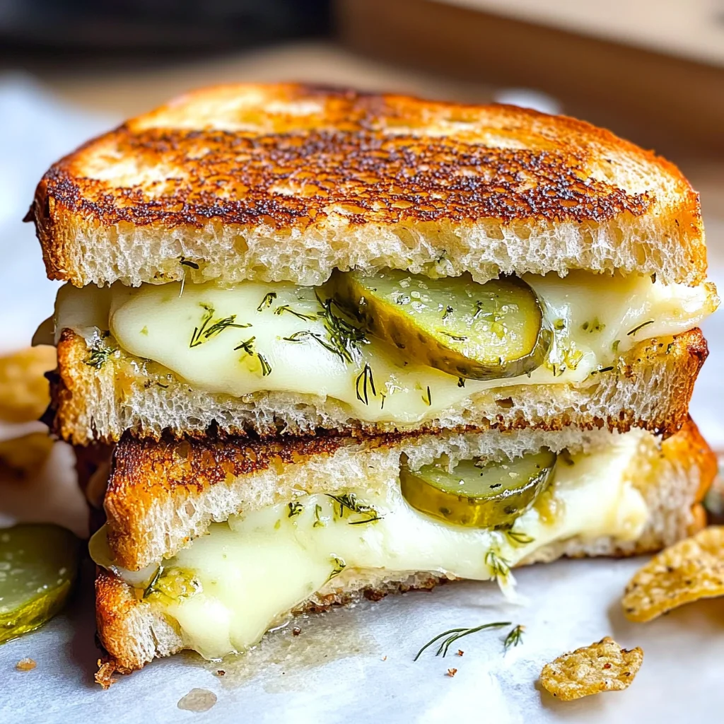Crispy Dill Pickle Grilled Cheese Sandwich - theamazingfood