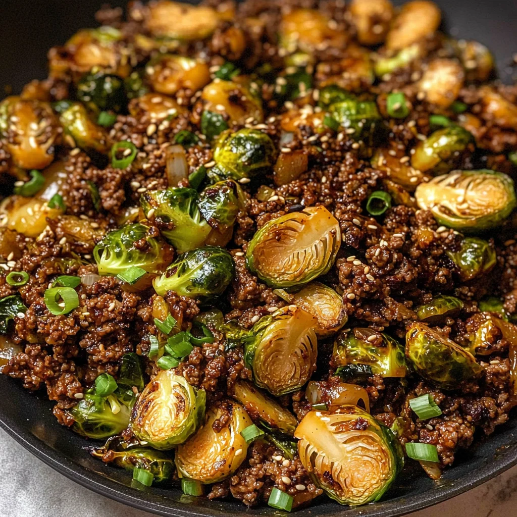 Ground Beef and Brussels Sprouts