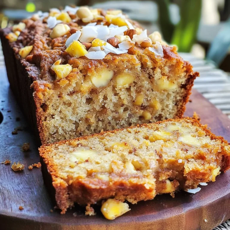 Hawaiian Banana Bread with Pineapple, Coconut & Macadamia Nuts