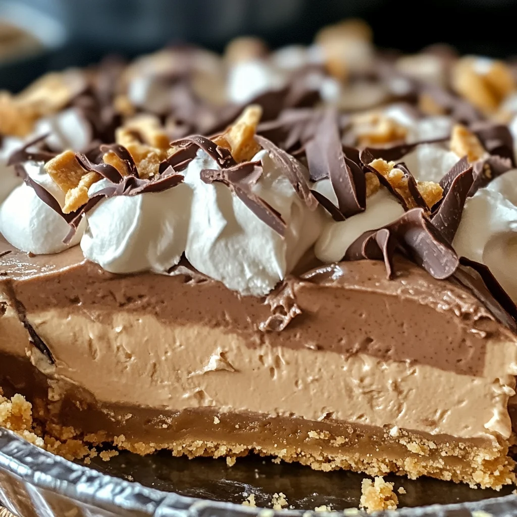 No-Bake Cream Cheese Peanut Butter Pie with Chocolate Whipped Cream