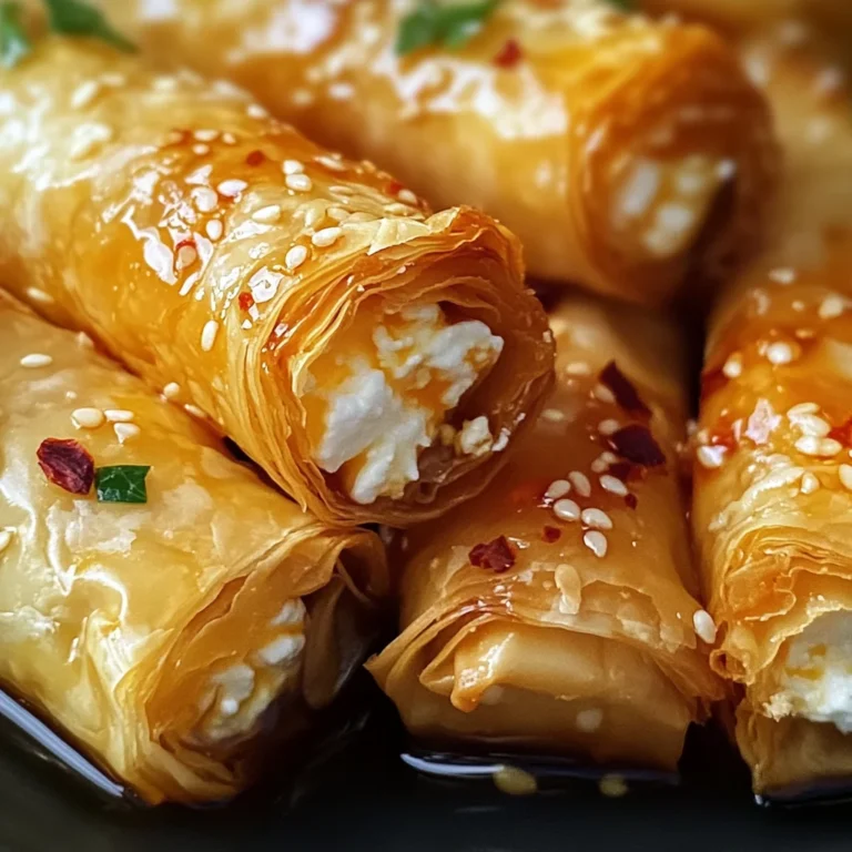 Oven Fried Feta Rolls with Chili Honey