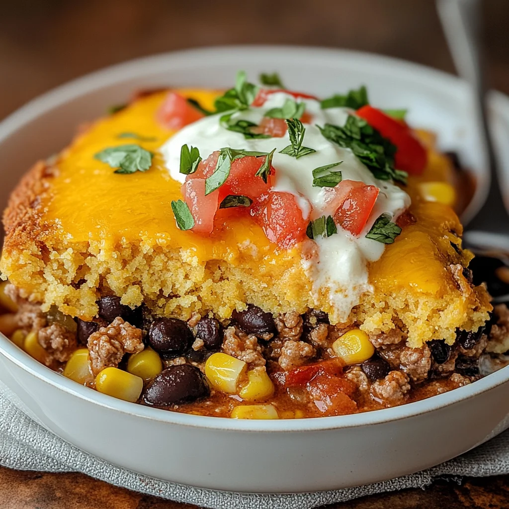 Southwest Beef Cornbread Casserole