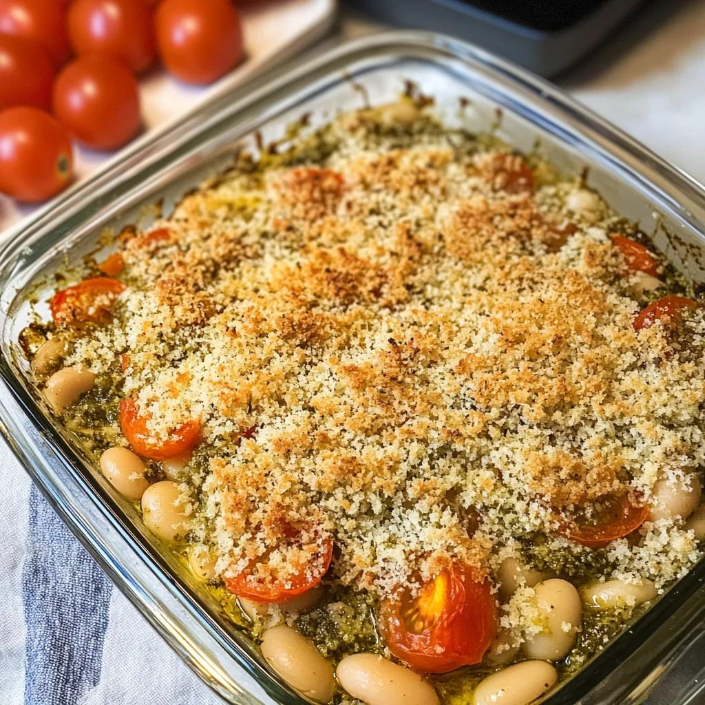 White Bean and Pesto Bake
