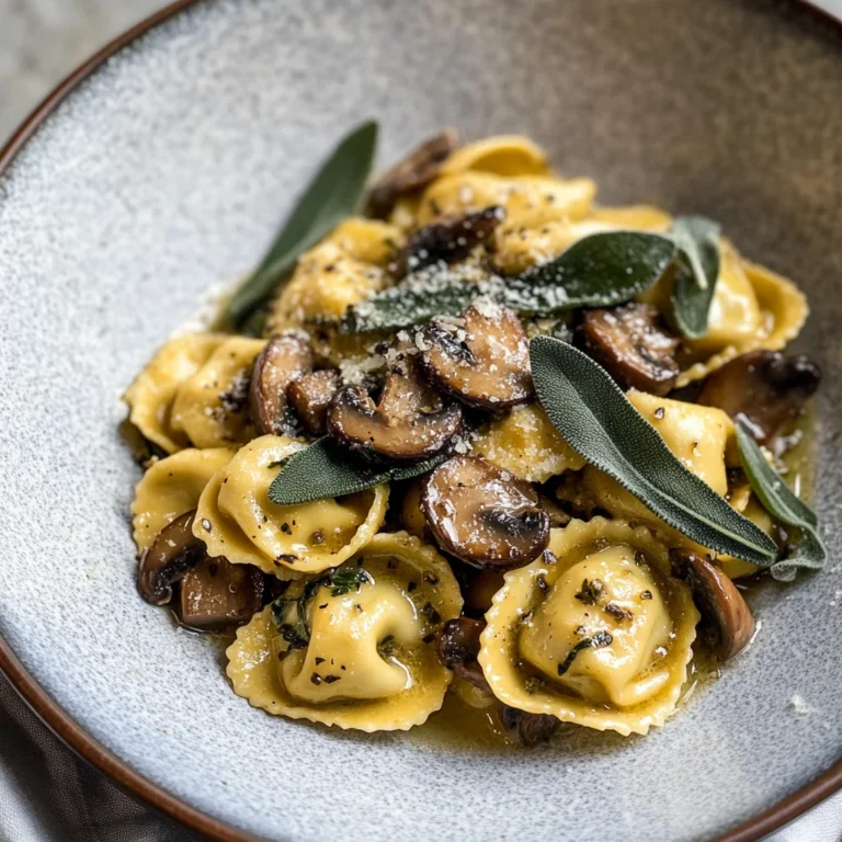 Cheese Tortellini with Butter, Mushrooms, and Crispy Sage