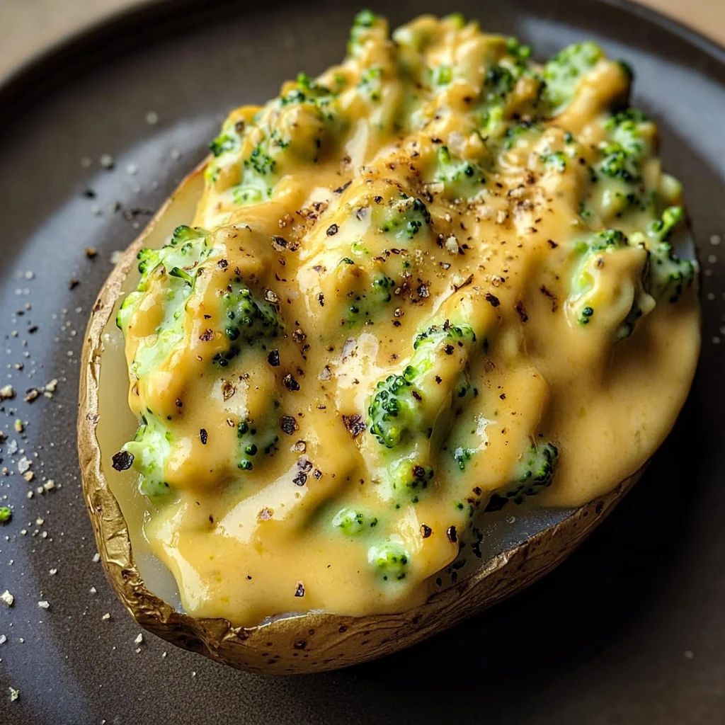 Cheesy Baked Potatoes with Broccoli Cheese Sauce