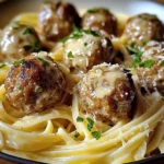 Garlic Butter Meatballs : Creamy Linguine Delight