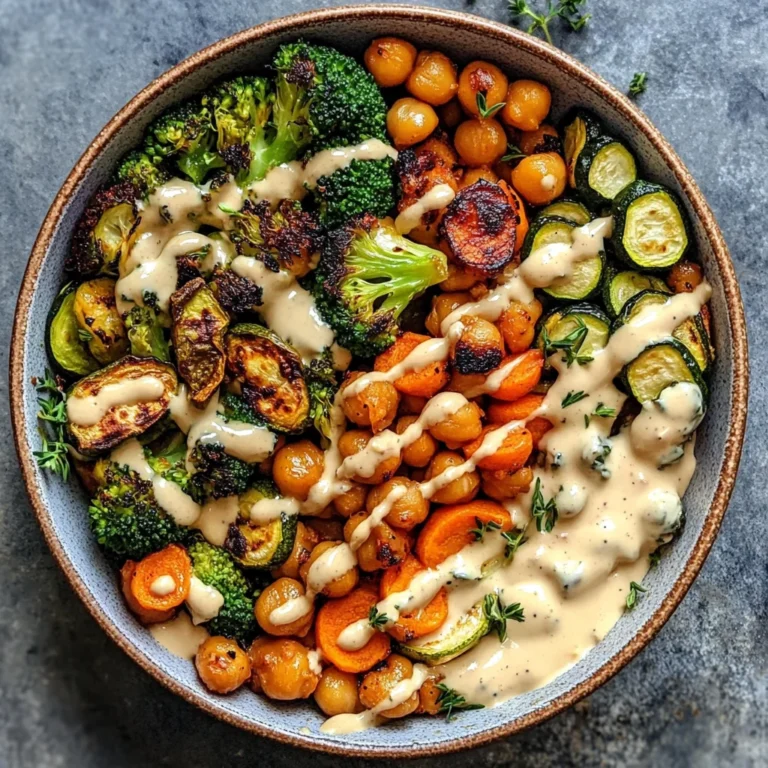 Roasted Veggie Chickpea Bowls with Maple Dijon Tahini Dressing