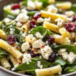 Spinach Pasta Salad with Feta and Cranberries