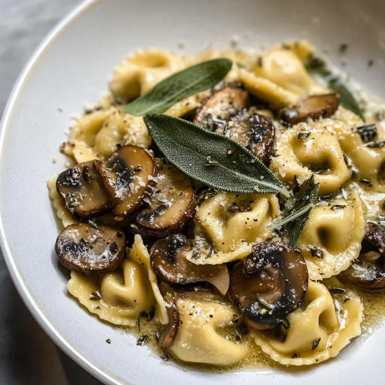 Cheese Tortellini with Butter, Mushrooms, and Crispy Sage