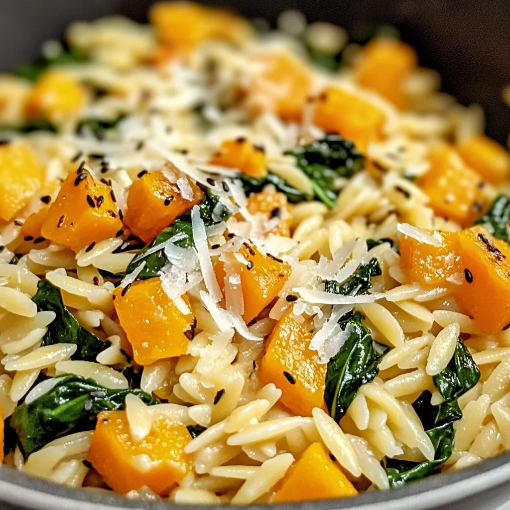 Creamy Orzo with Roasted Butternut Squash and Spinach