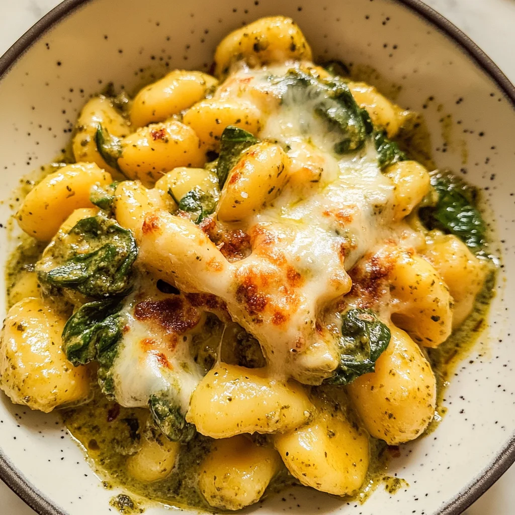 Creamy Pesto Gnocchi with Spinach and Artichokes