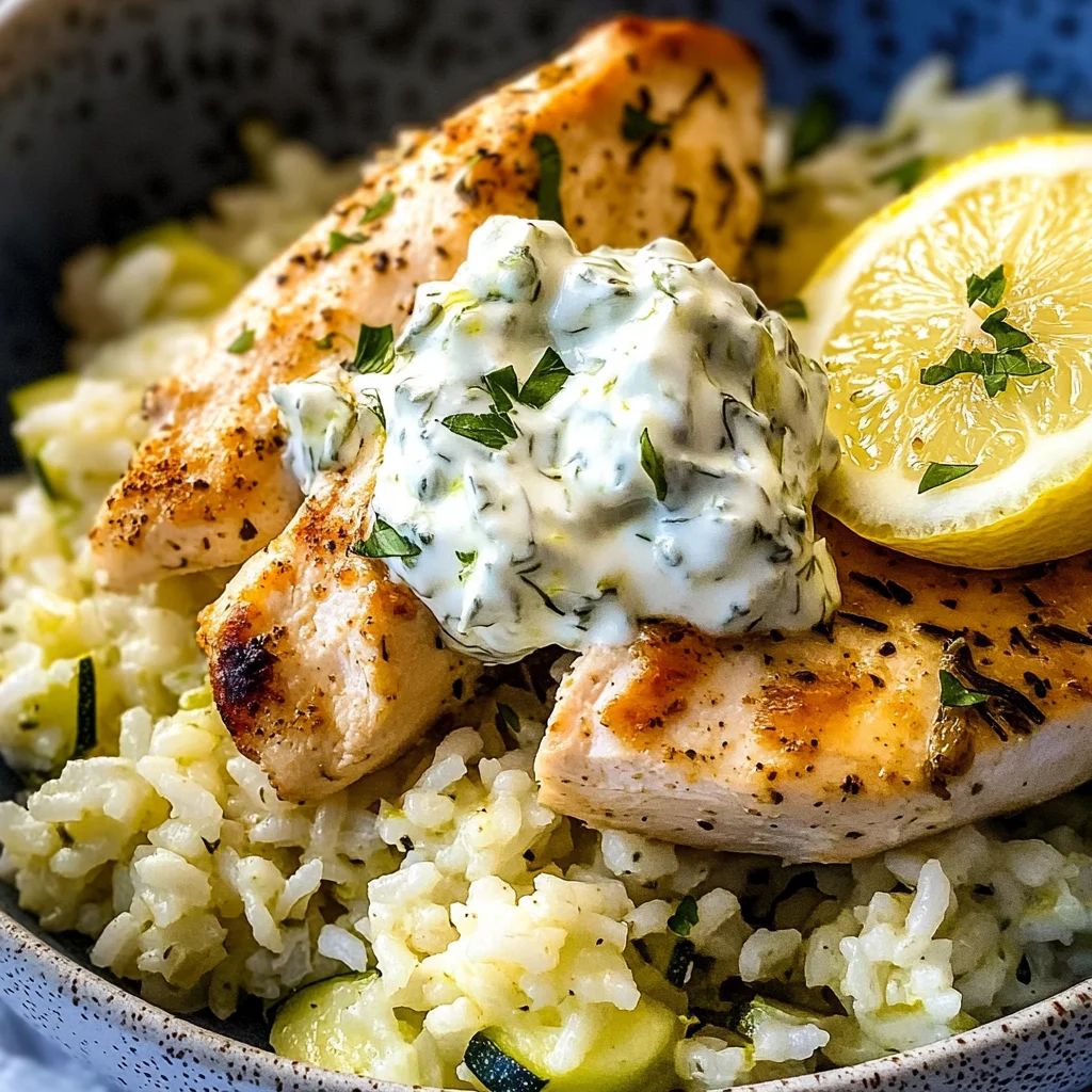 Easy Chicken Tzatziki Rice Bake