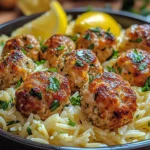 Greek Chicken Meatballs with Lemon Orzo