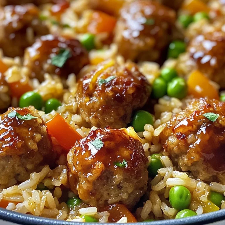 Honey Garlic Meatball Rice Bake