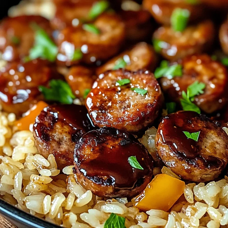 One Pan Sweet And Tangy Bbq Sausage Rice