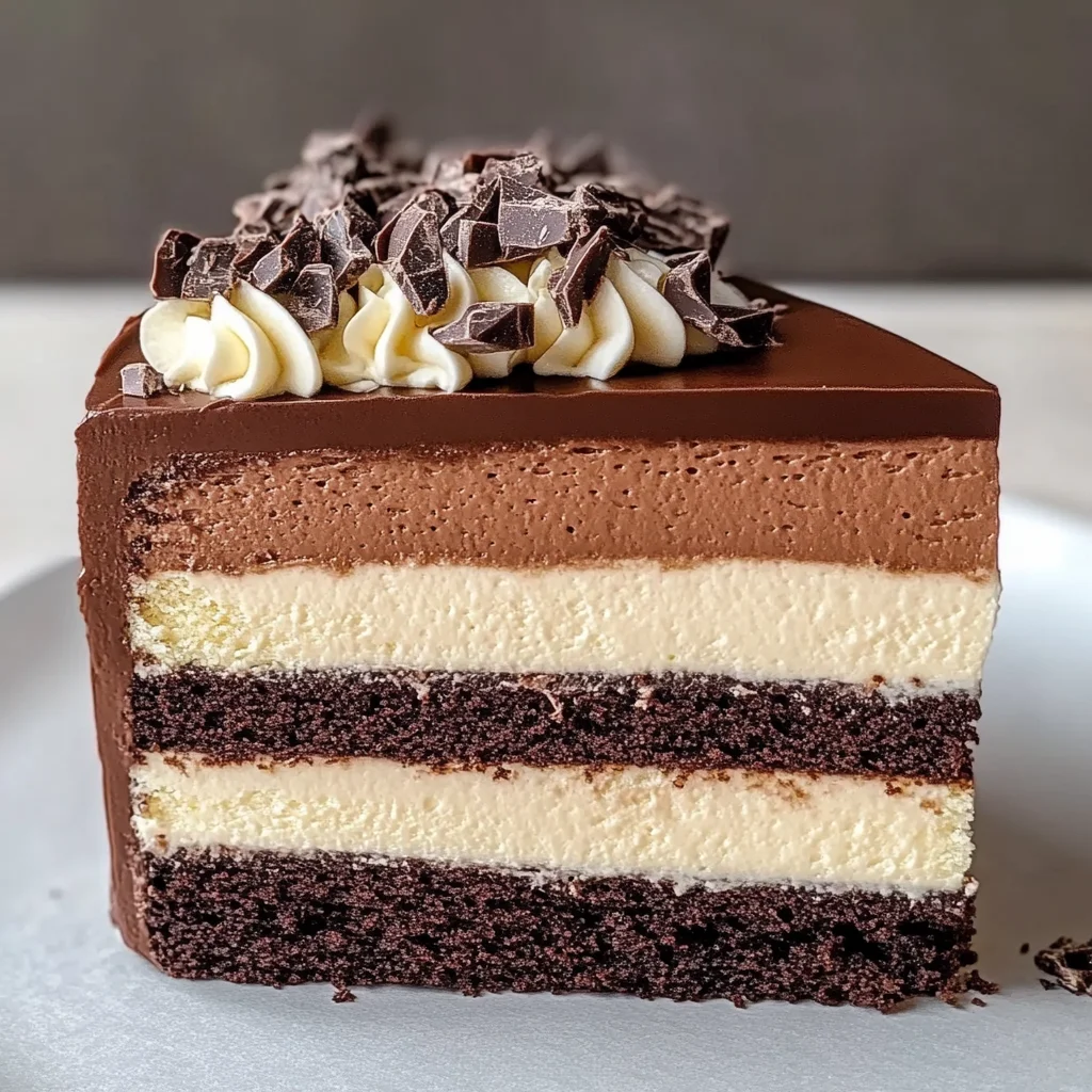 Tuxedo Cake – Triple Chocolate Mousse Cake
