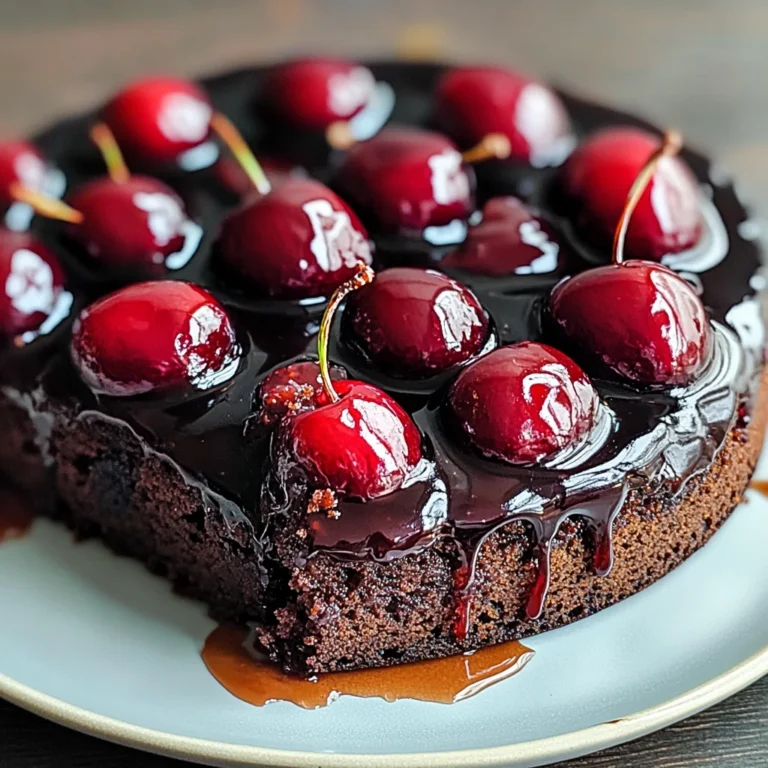 Chocolate Cherry Upside Down Cake 🍒🍫
