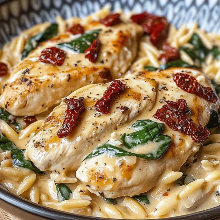 Creamy Tuscan Chicken with Orzo