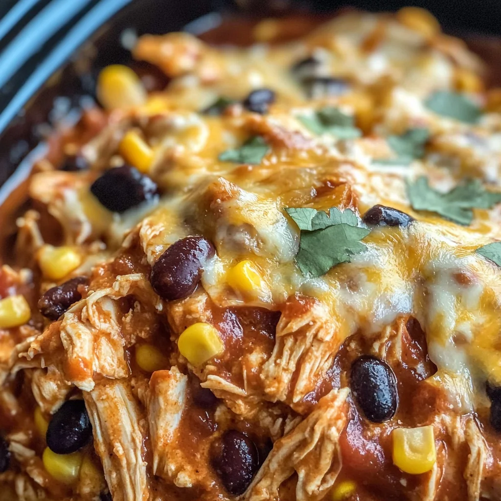 Crockpot Chicken Enchilada Casserole
